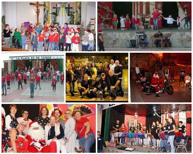 Collage de fotos de las actividades navideñas celebradas en el barrio/TA.